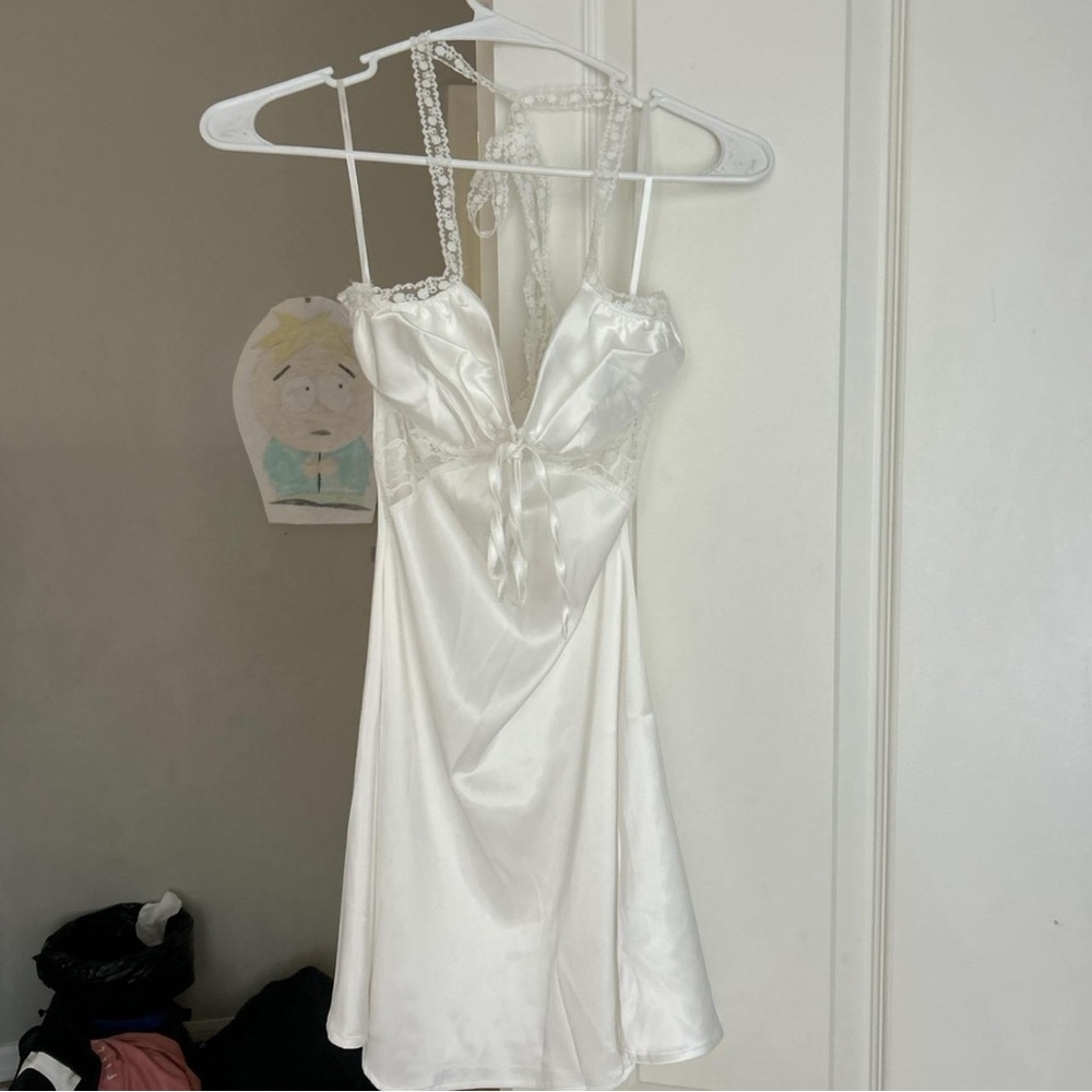 Elegant White Satin Dress